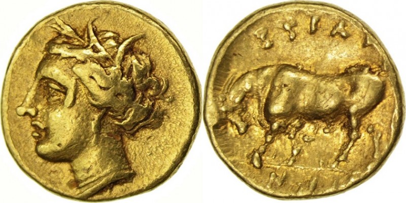 SICILY. SYRACUSE (274-216 BC) 25 Litra 1.42 g. Obv/ Head of Persephone on the le...