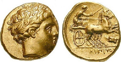MACEDONIA. PHILIPP II (359-336 BC) Stater 340-328 BC Amphipolis 8.6 g. Obv/ Laur...