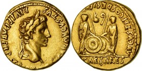 AUGUSTUS (27 BC-14 AD), Aureus, Lugdunum 7.91 g. Obv/ CAESAR AVGVSTVS DIVI F PATER PATRIAE Laureate head right. Rev/ AVGVSTI F COS DESIG PRINC IVVENT ...