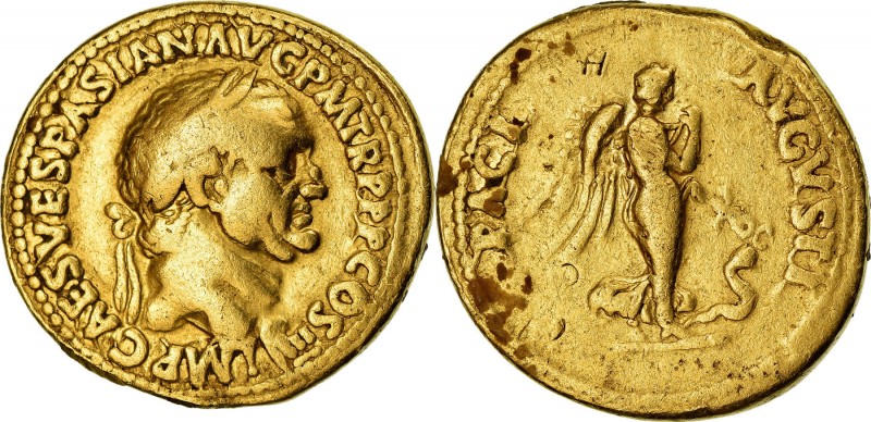 VESPASIAN (69-79 AD) Aureus 72 AD Lugdunum 7.21 g. Obv/ IMP CAES VESPAS AVG P M ...
