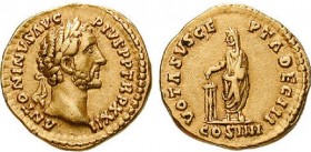 ANTONINUS PIUS (138-161 AD) Aureus 158-159 Rome 7,14 g. Obv/ ANTONINVS AVG PIVS PP TR P XXII Laureate, draped bust right Rev/ VOTA SVSCEP DECENN III C...