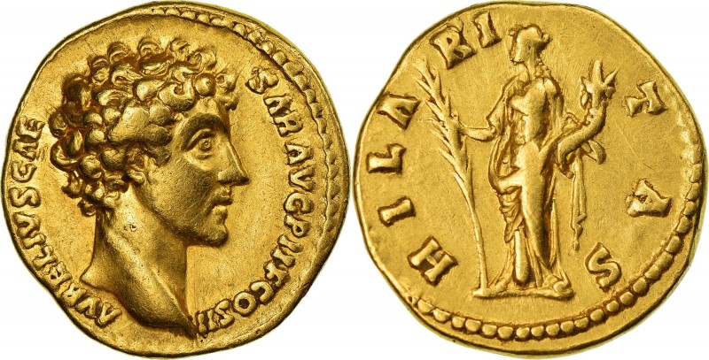 MARCUS AURELIUS (161-180 d.C.) Aureo Rome 7.20 g. Obv / AVRELIVS CAESAR AVG PII ...