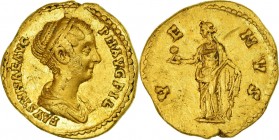 FAUSTINA MINOR (wife of Marcus Aurelius) Aureus Rome 174-175 AD 7.29 g. Obv/ FAVSTINAE AVG PII AVG FIL bust right. Rev/ VENVS Venus standing left. RIC...