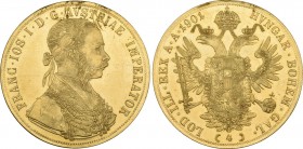 AUSTRIA. FRANZ JOSEPH I. (1848-1916) 4 Dukaten 1901 Wien. Friedberg 487 scratch otherwise UNC