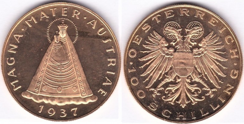 AUSTRIA. 1st REPUBLIC (1918-1938) 100 Shilling 1937 Mariazell. Friedberg 522 RAR...