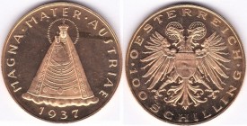 AUSTRIA. 1st REPUBLIC (1918-1938) 100 Shilling 1937 Mariazell. Friedberg 522 RARE UNC