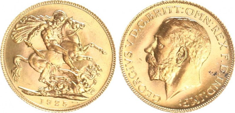 GREAT BRITAIN. GEORGE V. (1910-1936) Sovereign 1925. Friedberg 404 absolute UNC