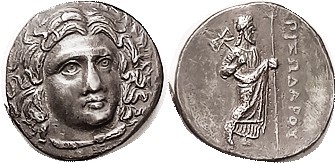 R CARIAN Satraps , Pixodaros, 341-335 BC, Didrachm, Apollo head 3/4 rt/Zeus Labr...