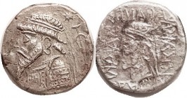 ELYMAIS, Kamnaskires V, 54-33 BC, Ar Tet, Bearded bust l., anchor at rt, star above/lgnd & bearded bust left, GIC 5884 (£250); VF, good silver color, ...