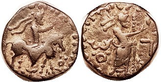INDO-PARTHIAN , Sasan under Gondophares, 35-55 AD, Æ Tet, Horseman/Zeus stg r, F...