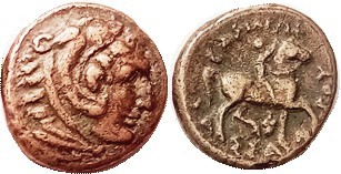 R MACEDON , Kassander, 319-297 BC, Æ18, Herakles head r/Youth on horse r, grape ...