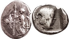 MANTINEA , Arkadian League, Triobol, 462-428 BC, Zeus std l., eagle left/Kallist...