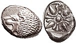 MILETOS , 1/12 Stater, 6th cent BC, Lion forepart, head l./ star pattern in squa...