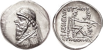 R PARTHIA, Mithradates II, 123-88 BC, Drachm, Sellw 26.1, Choice virtually Mint ...