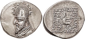 PARTHIA, Sinatrukes (Used to be Gotarzes I), Drachm, Sel. 33.4, bust in tiara wi...