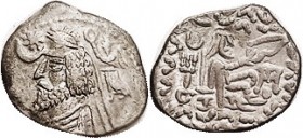 R PARTHIA , Phraataces, 2 BC - 4 AD, Drachm, Sellw 56.13- var , on rev fire altar behind archer but with crescent above it, unlisted; Mithradatkart mi...