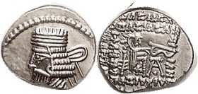 PARTHIA, Vologases I, 51-78 AD. Drachm, Sel.70.13, EF/VF+, obv centered somewhat low as always on sl unround flan; rev sl crude; good bright lustrous ...