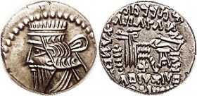 PARTHIA, Mithradates V (formerly Mith IV, and Baldwin's calls him Mith VI!), Drachm, Sel.82.1, Ex Gorny as EF and it is a choice EF, obv centered sl l...