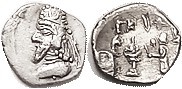 PERSIS, Darev II, 1st cent BC, Obol, Head left in tiara/ king stg left at altar; Alr 566; VF, nrly centered, rev typically crude, nice clear portrait,...