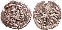 SYRACUSE , Ar Litra, 474-450 BC, Artemis-Arethusa head r/cuttlefish (octopus), S929; VF, centered, sl rough surfaces; two pieces broken off edge & glu...