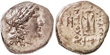 SYRIA, Antiochos II, Æ13, Apollo head r/lyre, anchor below, VF, immaterially off...