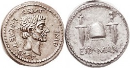 BRUTUS , Denarius, Ides of March, Head r/cap betw daggers; COPY , struck in silver, by Slavei, EF+ ltly toned, a beautiful piece of workmanship. (Anot...