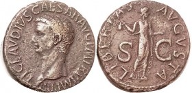 CLAUDIUS , As, LIBERTAS AVGVSTA, Libertas stg r; VF, nrly centered, lgnds complete, medium brown patina, pretty decent surfaces with only evanescent g...
