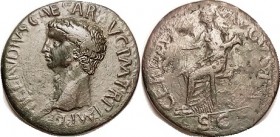 CLAUDIUS , Dup., CERES AVGVSTA, Ceres std l; F/AF, centered, lgnds partly wk, deep green patina, glossy on obv, sl surface blemishes on rev; good styl...