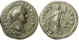 R TITUS, As, AEQVITAS AVGVST, Equity stg l; Choice VF/VF+, well centered & strongly struck, glossy deep green patina, a very bold & pleasing coin. (A ...