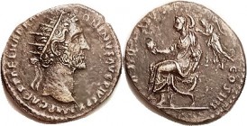 ANTONINUS PIUS, Dup., TR POT XV COS IIII, Ruler std l., on curule chair, crowned by Victory, RIC 897; VF-EF, nrly centered on sl oval flan, rev lgnd m...