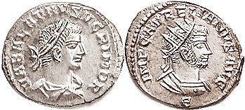 R AURELIAN & VABALATHUS , Ant, Vabalathus bust r/ Aurelian bust r, E below; Mint...