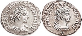 R AURELIAN & VABALATHUS , Ant, Vabalathus bust r/ Aurelian bust r, E below; Mint State , centered, quite well struck with both portraits very sharp, b...