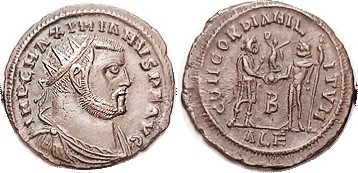 R MAXIMIAN , Post-Reform Radiate, CONCORDIA MILITVM, Jupiter giving Victory to R...