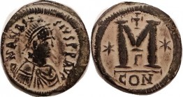 ANASTASIUS I, Follis, S19, Offic. Gamma, Choice VF, nrly centered & well struck, smooth dark patina with quite dramatic orangy hilighting. Portrait sh...