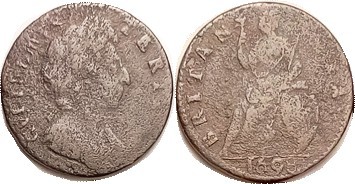 William III, Farthing 1698, date at bottom, Peck 663 ( Extremely rare ), at leas...