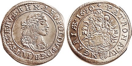 HUNGARY , Leopold the Hogmouth, Ar 6 Kreuzer, 26 mm, 1670/69, Bust r/Madonna & c...
