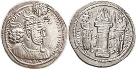 Hormizd II, 302-09, Drachm, bust r/fire altar, 26 mm, EF, well centered & struck without any wkness, good bright silver. (A VF brought $221 on $300 bi...