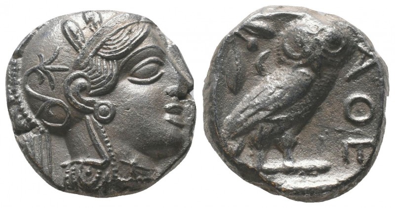 Attica, Athens AR Tetradrachm. Circa 454-404 BC. Helmeted head of Athena right /...