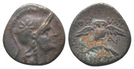 MYSIA. Pergamon. Ae (Circa 200-133 BC).
Obv: Helmeted head of Athena right; helmet decorated with star.
Rev: ΑΘΗ - ΝΑΣ / ΝΙΚΗΦΟΡΟΥ.
Owl standing facin...