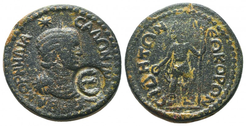 PAMPHYLIA, Side, Salonina c. 254-268 AD, AE, countermark

Condition: Very Fine

...