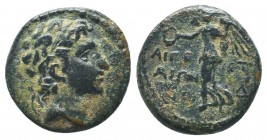 CILICIA. Aigeai. Ae (Circa 47/6-27/6 BC). Dated CY 14 (34/3 BC).
Obv: Diademed male head (Alexander the Great?) right.
Rev: AIΓE / AIΩN.
Nike advancin...