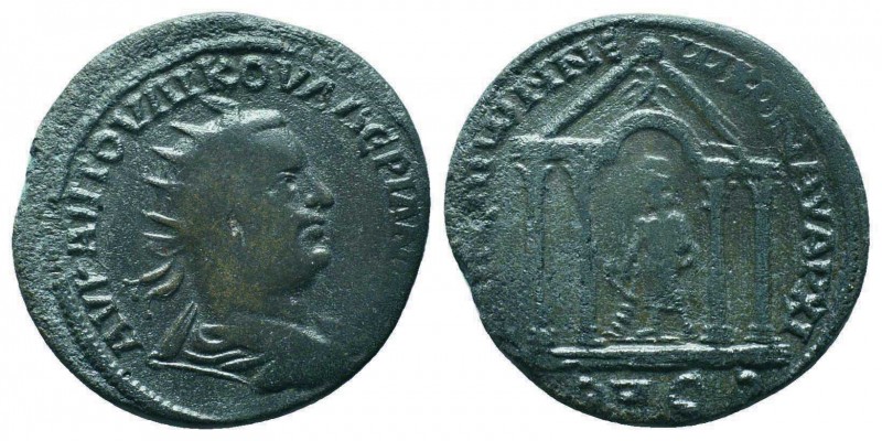 Valerian I, 253-260 AD. AE . [...] PUO LIK OUALERIANOS SE, cuirassed, radiate an...