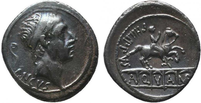 L. Marcius Philippus. 57 B.C. AR denarius. Rome. [ANC]V[S] below, diademed head ...