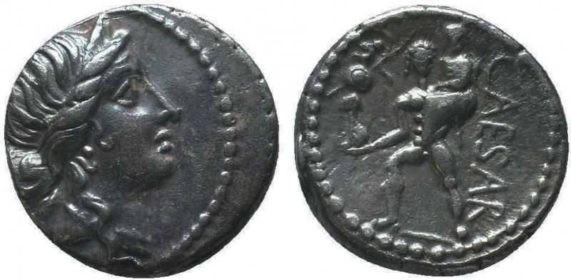 JULIUS CAESAR. 47-46 BC. AR Denarius. Military mint travelling with Caesar in No...