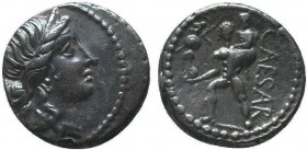 JULIUS CAESAR. 47-46 BC. AR Denarius. Military mint travelling with Caesar in North Africa. Diademed head of Venus right / Aeneas walking left, carryi...