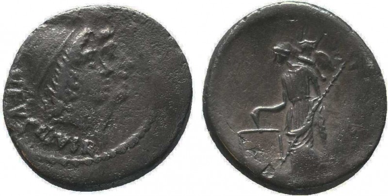 Cordius Rufus, 46 BC.Silver denarius, Rome.Conjoined heads of Dioscuri right, RV...