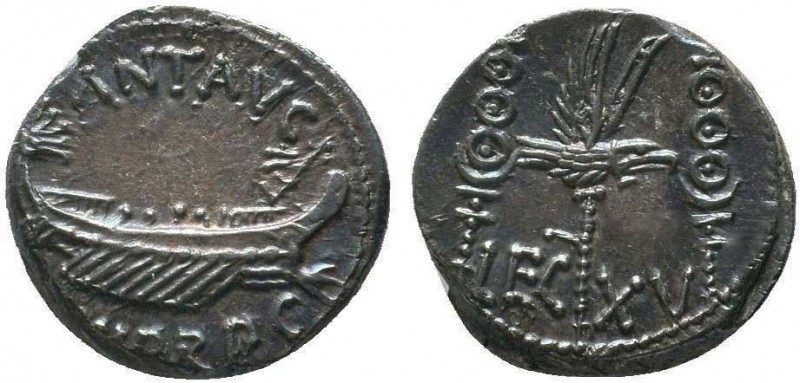 Marc Antony, as Triumvir and Imperator (43-31 BC). AR Denarius 32/31, military m...