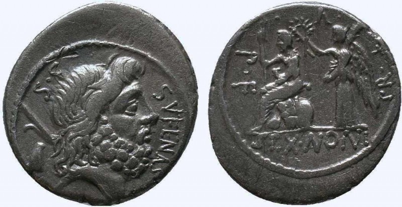 M. Nonius Sufenas. Silver Denarius BC. Rome. SVFENAS before, S C behind, head of...