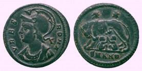URBS ROMA, AE follis, 313-314 AD.

Condition: Very Fine

Weight: 2.00 gr
Diameter: 18 mm