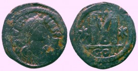 BYZANTINE.Justinian I.527-565 AD, AE Follis. 

Condition: Very Fine

Weight: 16.90 gr
Diameter: 32 mm